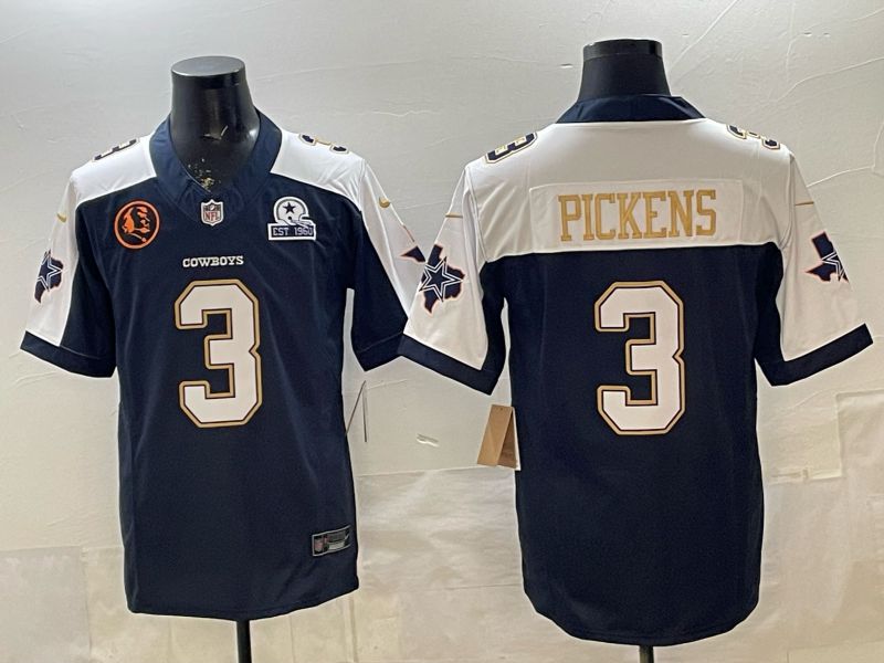 Men 2026 Dallas Cowboys #3 Pickens Blue 6th generations Nike Limited NFL Jersey style 02